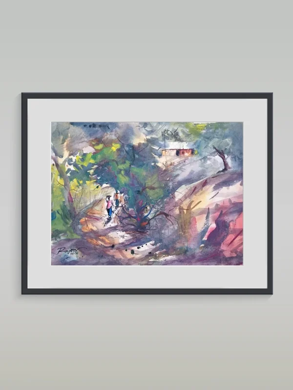 Dust Road Dreams-Water Color Painting -Abstract